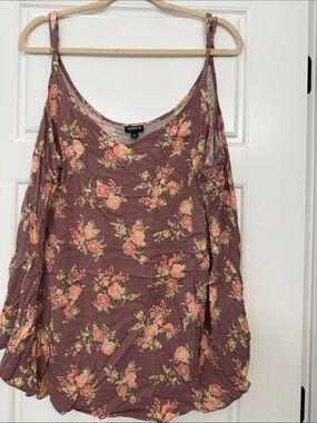 torrid mauve floral cold-shoulder camisole